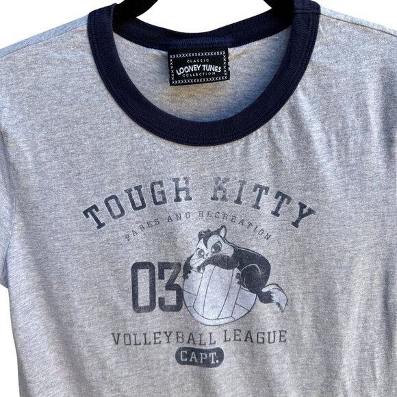 Looney Tunes Vintage Y2K Tough Kitty Volleyball League Ringer Babydoll Tee M - Picture 3 of 7